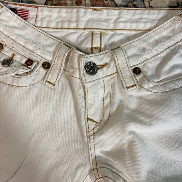 True Religion Women's Flare Bootcut White Denim Jeans Low Rise Y2k Pants 26 - Picture 4 of 8